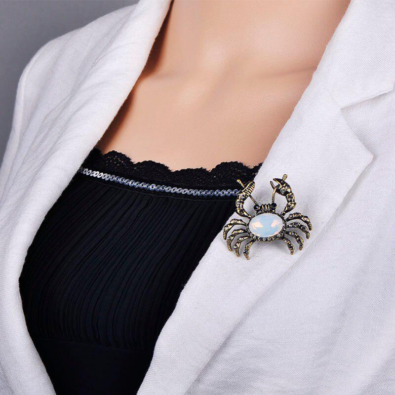 Blucome Fashion Large Crab Shape Brooches Gold Color Crystal Jewelry Pins Women Children Clothes Accessories Scarf Buckles