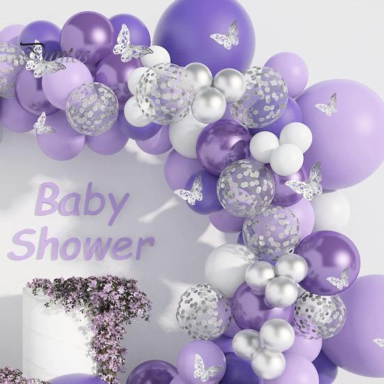 1 Set Lightweight Easy To Install Childlike Balloon Garland Butterfly Purple Balloon Garland Arch Kit Scene Layout