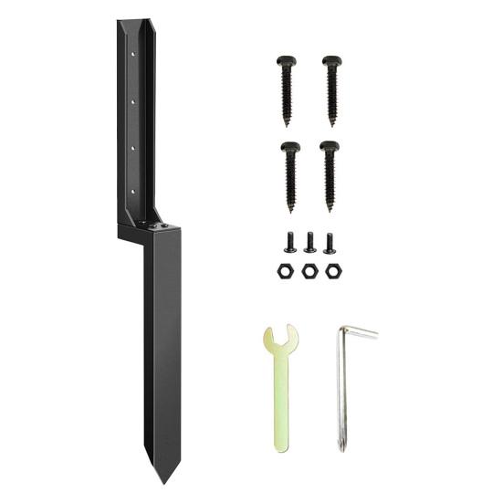1 Set Fence Post Repair Stake Kit with Accessories Heavy Duty Steel Tilted Broken Wood Fence Post Repairing Ground Spike Support Stake