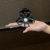 Zircon Flower Pearls Shark Clip Korean Style Shiny Hair Claw Rhinestone Shark Clip  Daily