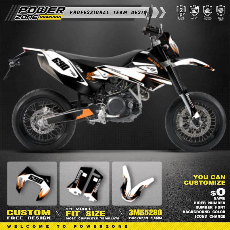 PowerZone for Custom Team Graphics Backgrounds Decals Stickers Kits For KTM 2008-2011 LC4 SMC 690 Motorcycle SUPERMOTO