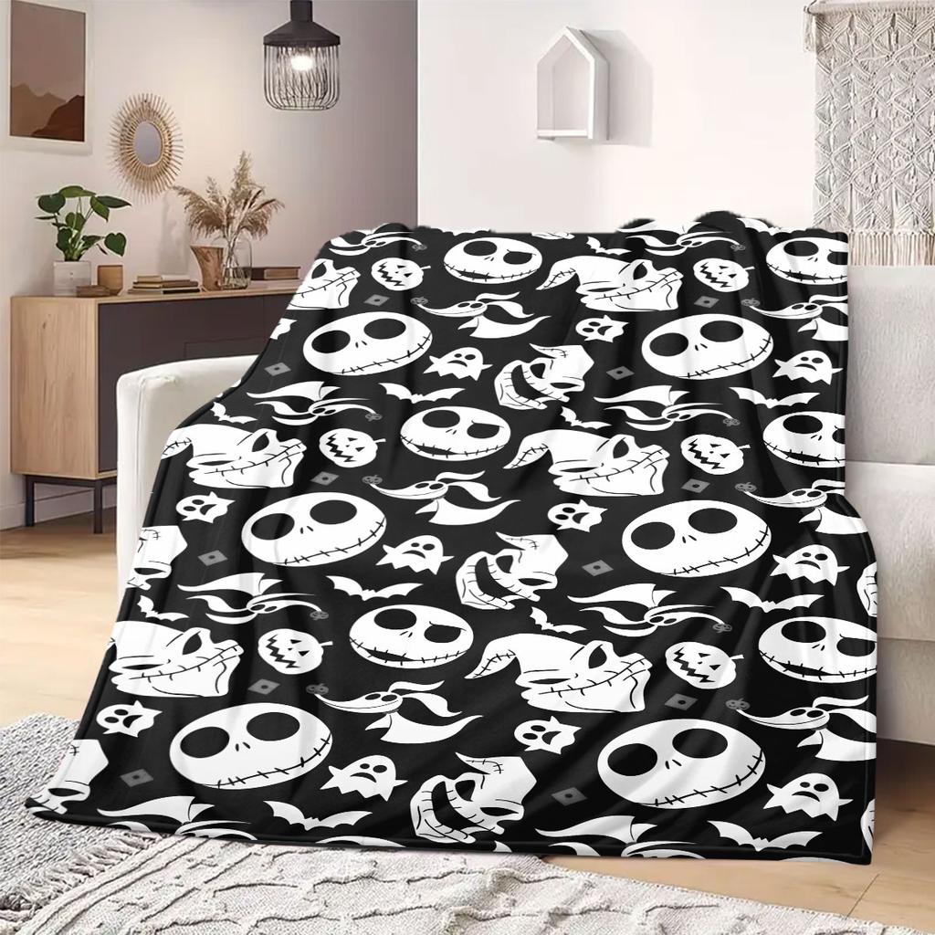 Jack Sally Print Cartoon Flannel Blanket for Sofas Beds Bedrooms Chairs Travel Picnics Home Decor Design
