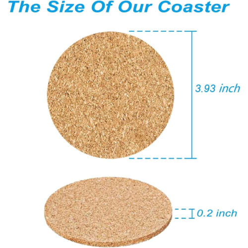 Stylish wooden cork coasters, 5mm thick, 10cm diameter, round, pack of 12, heat-resistant, non-slip, for drinks, warm gifts, large capacity, suitable