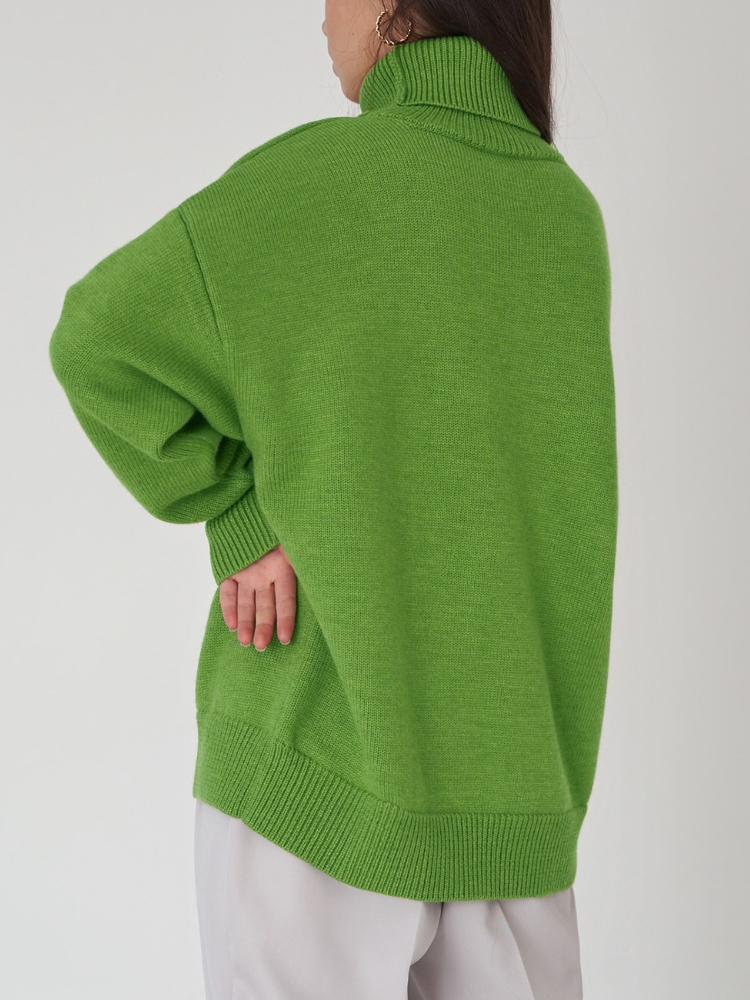 Женский свитер с высоким воротом, осенне-зимний свободный свитер, классический универсальный однотонный женский вязаный свитер-пуловер
