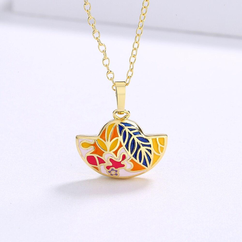 Изысканное женское ожерелье, разноцветное эмалированное ожерелье в форме листа, ювелирные изделия в этническом стиле, эмалированная цепочка для свитера ручной работы