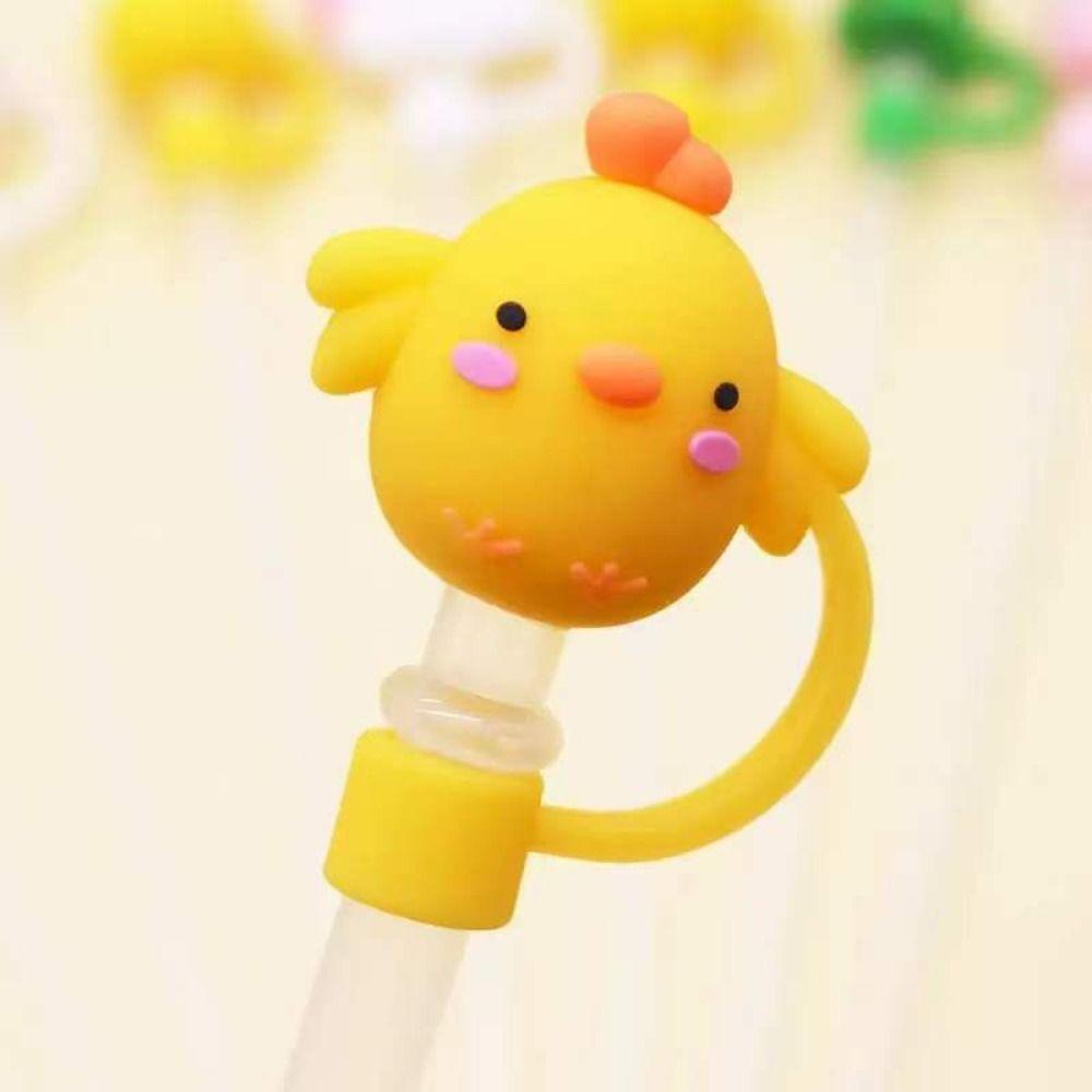 Cute Cartoon Silicone Drinkware Splash Proof Straw Topper Dust Cap Straw Cover Cup Accessories