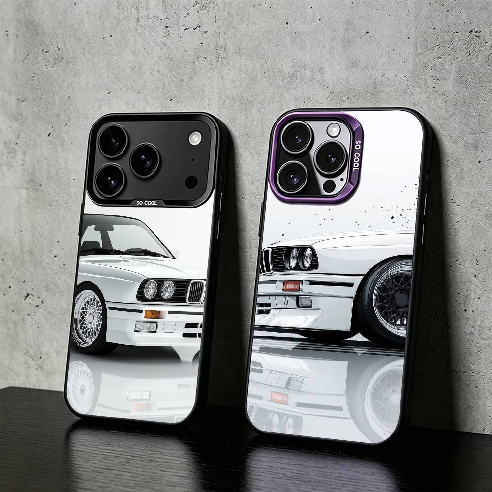 E30 CAR Чехол для телефона для iPhone 17,16,15,14,13,12,11 Plus,Pro Max,XS, Цветной серебристый чехол для телефона