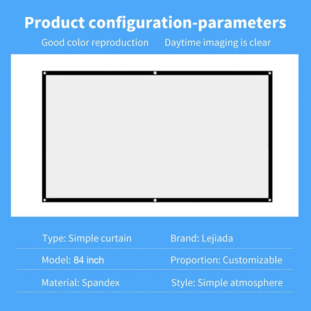Простой экран для проектора Портативная проекционная штора Ткань Домашний кинотеатр Офис Кино на открытом воздухе 60/72/84/100/120/150 дюймов HD-дисплей