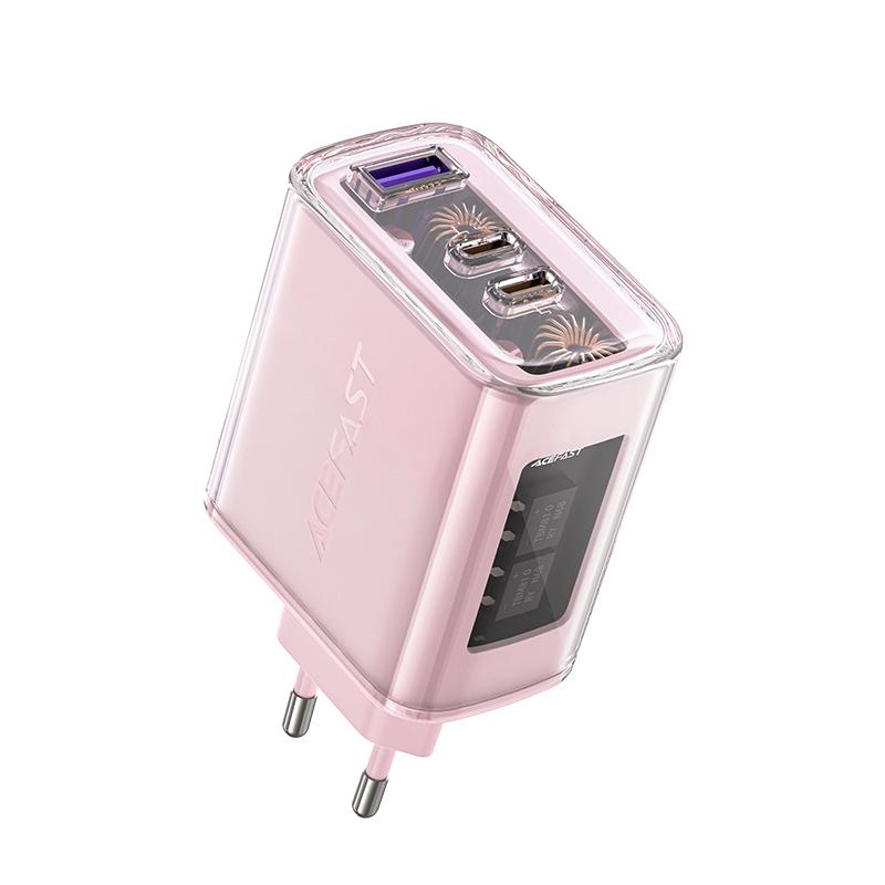 Сетевое зарядное устройство GaN 65 Вт, 3 порта: 1x USB, 2x USB-C, серое