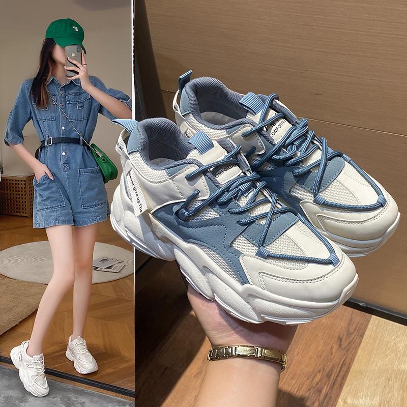 Korean Version Breathable Women Sneakers Color Matching 2024 New Fashion Casual Simple All-match Running Women Shoes Autumntime