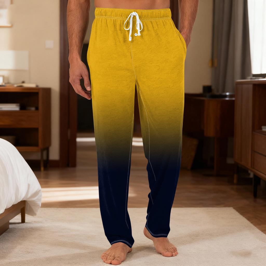 Men's Plain Knit Solid Pocket Casual Pants Home Pajama Pants