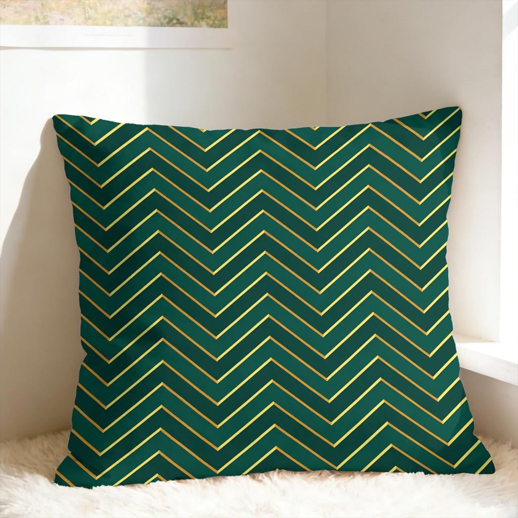 Green And Gold Line Pattern Pillow Case Print Pillow Cover For Sofa Home Decor Vintage Pillowcases