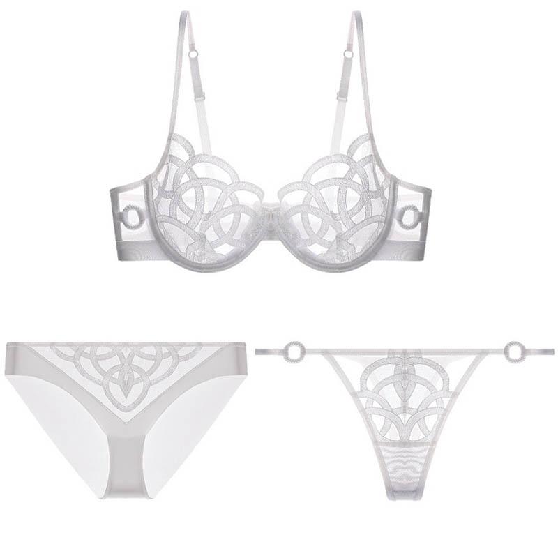 TERMEZY New Thin Lace Underwear Women Bralette Push Up Brassiere Sexy Hollow Out Bra Set French Lingerie Female Bra and Panty Set