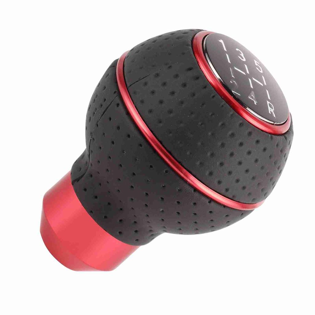 5 Speed Gear Shift Knob Stick Aluminium Alloy and Leather Manual Automobiles AccessoryRed