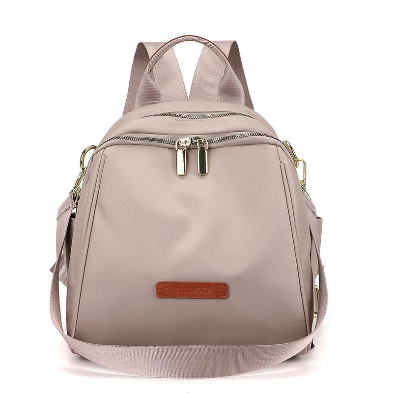 Solid Color Backpack Women's Lightweight Water-Repellent Nylon Travel Backpack