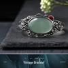 2022 National Style Pigeon Egg Imitation Hetian Jade Southern Red Silver Plated Bracelet for Men and Women