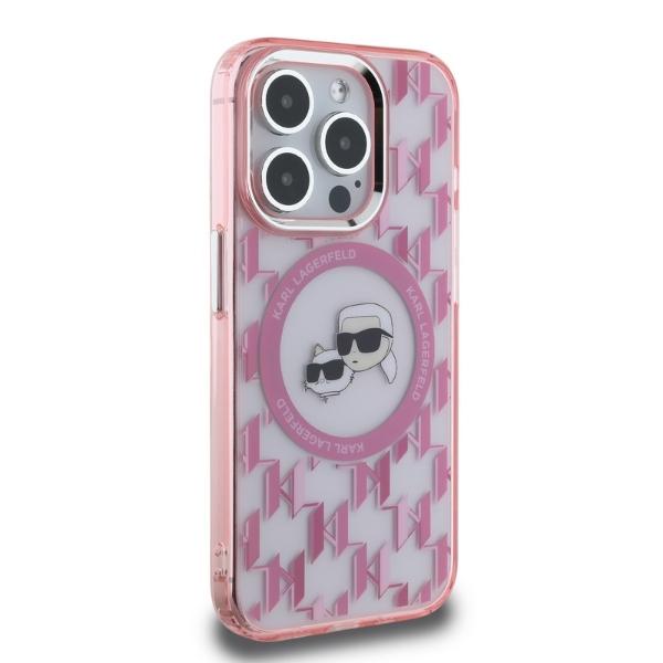 Karl Lagerfeld KLHMP15XHMCKMHP iPhone 15 Pro Max 6.7" pink IML Monogram Karl&Choupette Head MagSafe