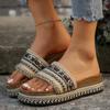 Fashion Summer New Large Women's Thick Sole Grass Rope Sandals with Roman Retro Style Lightweight and Comfortable Zapatos Mujer
