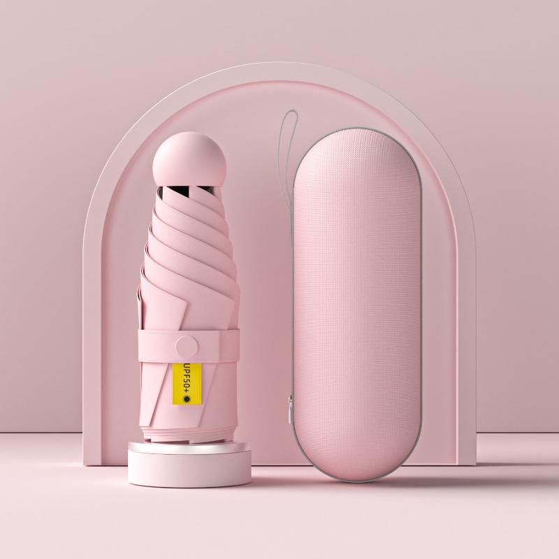 Sun Umbrella Women's Sunscreen Small Portable Parasol Umbrella Women's Sunshine and Rain Capsule Small Fresh Vinyl Parasol