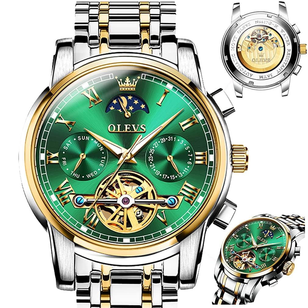 OLEVS Автоматические часы Hand Day Hand Job Skeleton Dial для мужчин, стильные, механические, часы, подарок отцу, популярные, деловые, мужские часы, светящиеся,