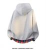 Unisex Plaid Patchwork V-Neck Hooded Sweatshirt