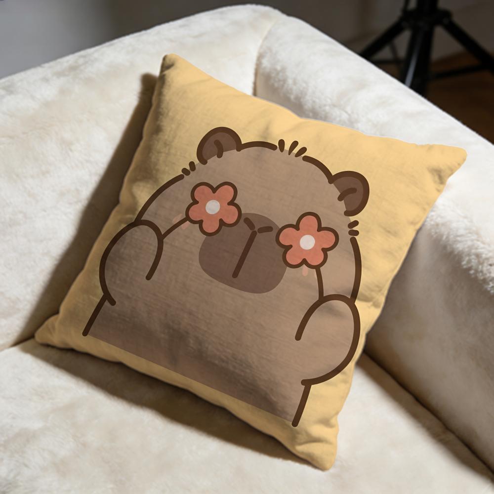 Capybara Cushion Cover Soft Decorative Pillow Case Suitable for Bedroom Sofa Car Travel Use