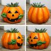 Halloween Pumpkin Planter Flower Pot Container Tabletop Ornament Bonsai Resin Plant