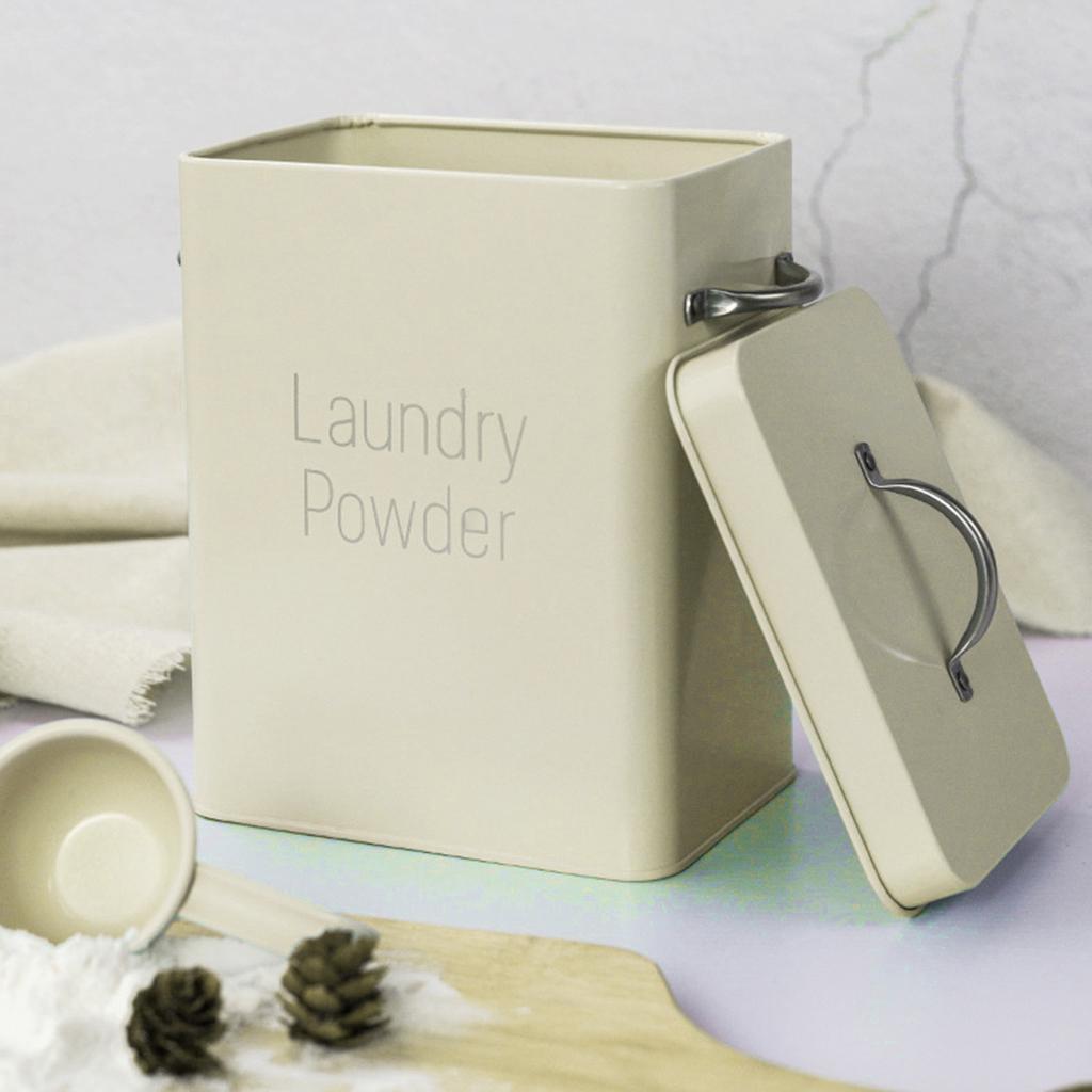 Жестяная коробка для хранения стирального порошка, большой органайзер для риса с зеленой ложкой