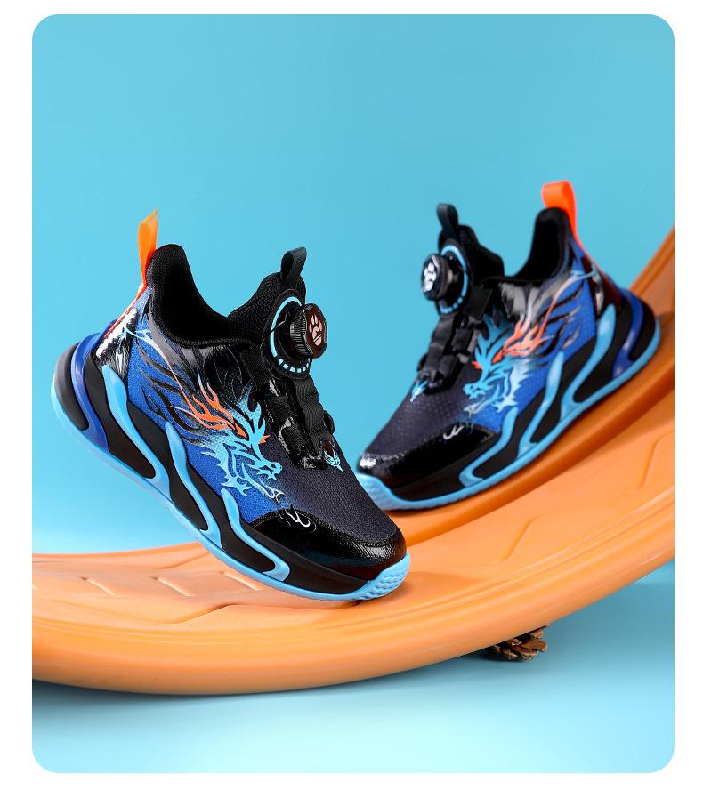 Красные спортивные кроссовки для мальчиков Осень 2025 с вращающейся пряжкой - Дышащие беговые кроссовки для детей