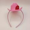 Felt Pink Cowboy Hat Headband Plastic Shining Lip Print Hairband Valentine's Day Hair Hoop  Women