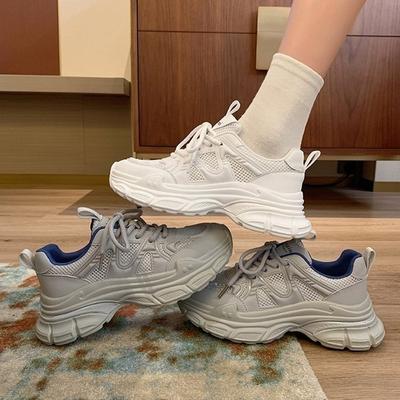 Весна и осень, новый стиль, модная, удобная и повседневная износостойкая женская спортивная обувь на толстой подошве из сетки