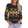 Halloween Pumpkin Print Pullover Sweatshirt, Casual Long Sleeve Crew Neck Sweatshirt For Spring & Fall, Women's Clothing