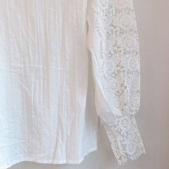 Женская рубашка, кружевная блузка с воротником-стойкой и рукавами-лепестками