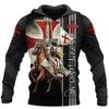 Мужская толстовка с капюшоном Knights Templar с 3D-принтом, свободная толстовка 2024 года, новая модная свободная куртка, пуловер, повседневные уличные топы с капюшоном