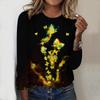 Топы для женщин с принтом 3D фейерверков и бабочек, круглый вырез, длинный рукав, футболка, осенний повседневный тонкий пуловер, женский топ с длинным рукавом