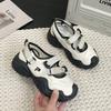 Fashion 2024 Summer New Mary Jane Retro Ugly Women's Shoes Mesh Cloth Tire Thick Bottom Hollow Sports Sandals Anti-slip Wear