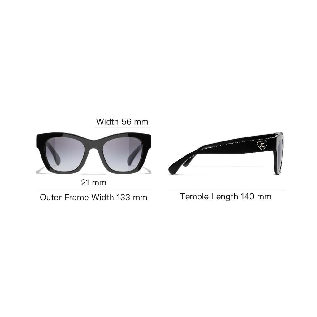 Chanel Square Sunglasses With Side Heart Decoration Unisex sunglasses CH5478A-C501S4