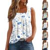 Square Collar Tank Top Women Print Tank Tee Casual Loose Fit Sleeveless Shirt