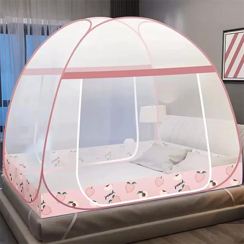 Simple Sea Wave Printed Home Mosquito Net Summer Encrypted Breathable Mosquito Net Large Space Double Door Yurt Mosquito Net
