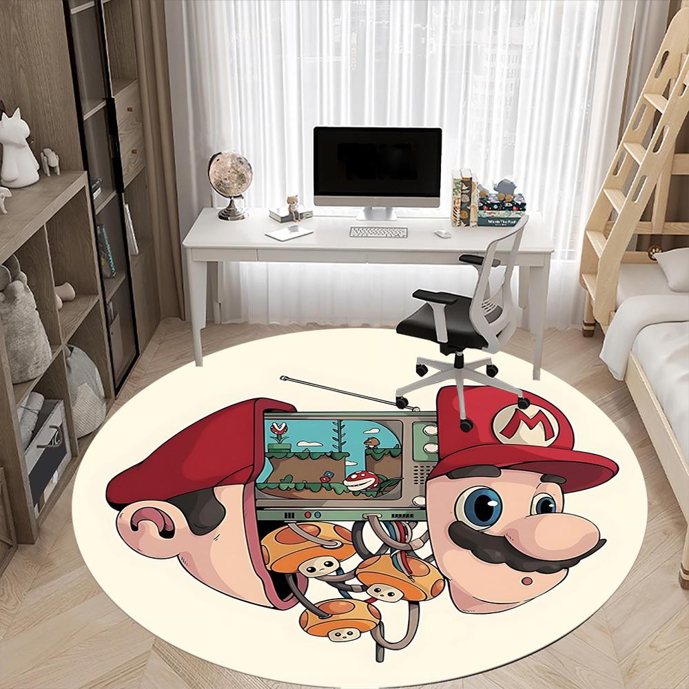 1PC Mario Mushroom Office Round Area Rug, Indoor Mat Suitable For Office, Under Office Chairs Bedroom Living Room Home Decor DT1212084