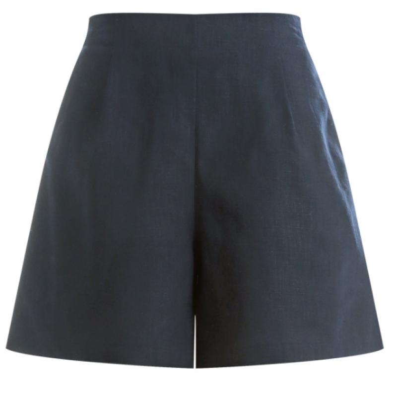 Shop Women Simple Solid Banding Linen Pocket Shorts Brown Pic Wpt 1395
