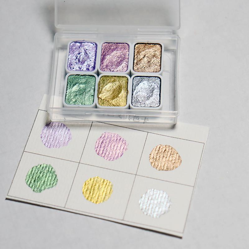 1 мл 6-цветная серия Pearl Ручной набор твердых акварельных красок Художественная роспись ногтей Декоративная акварель