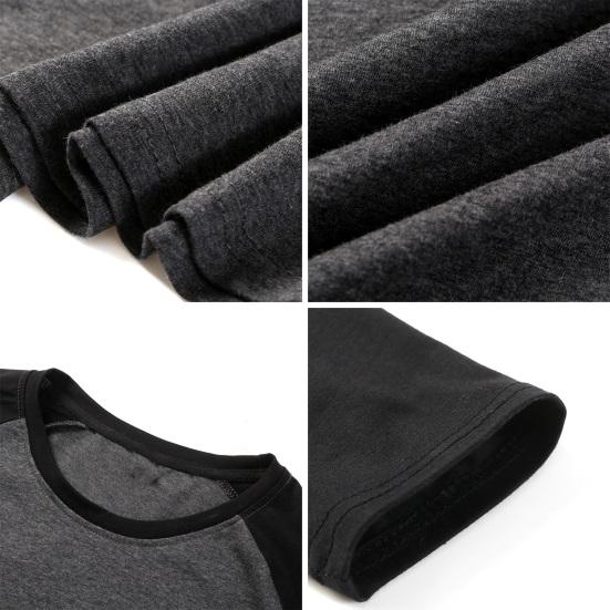 Spring Autumn Men Casual T-shirt O-neck Raglan Sleeve Color Matching Slim Fit Fitness Gym Pullover Tops Streetwear
