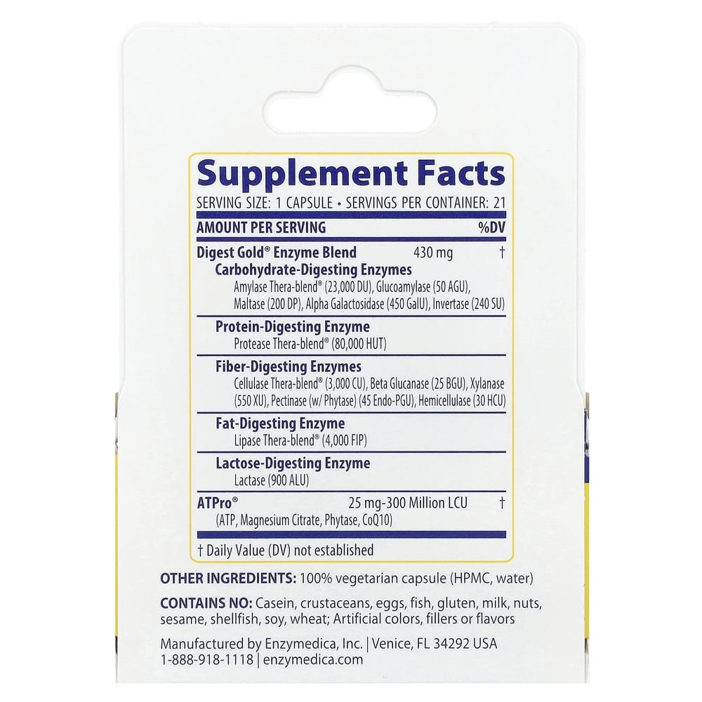 Enzymedica Digest Gold with ATPro, 21 Capsules