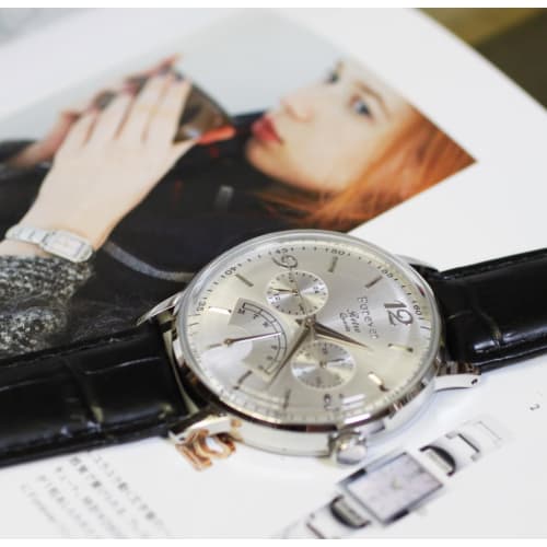 FOREVER Men's Retro Quartz Watch with Calendar, Day of the Week, Date, and 24-Hour Display. [Antique Design] Perfect for Business. FG-2030-SV-SV Leath