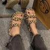 Женские летние шлепанцы с леопардовым принтом - толстая подошва, пляжные тапочки для отдыха на открытом воздухе
