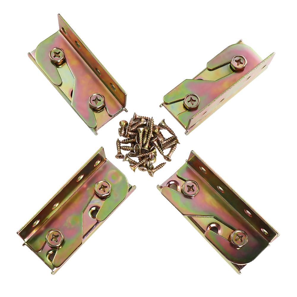 4 Комплекта Сверхпрочной Фурнитуры для Кроватных Царг без Врезки Изножья Удерживатели Соединители Кроватного Каркаса Изножья