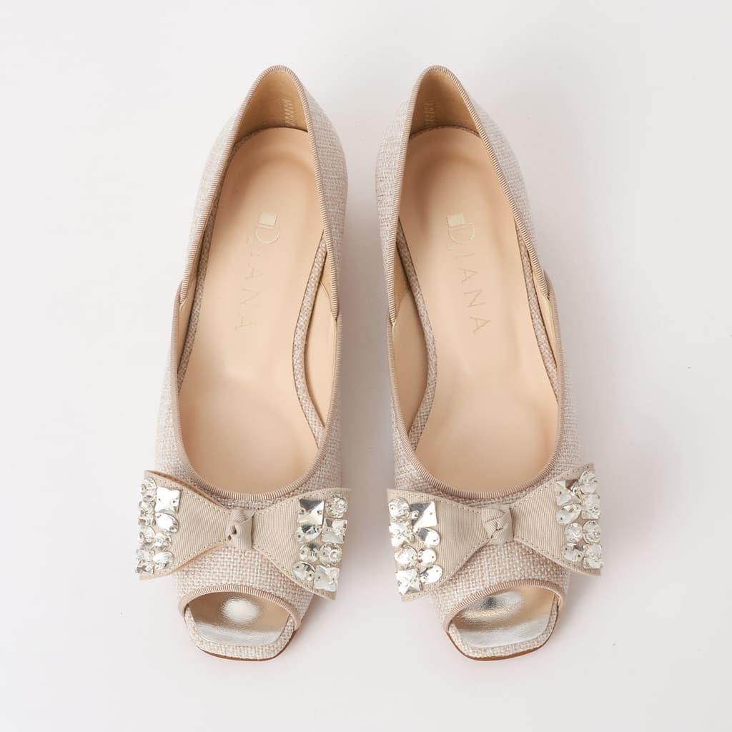 Туфли на низком каблуке, модель 131025200009 [Diana], Япония, белые, цвета слоновой кости, 22,5 см,