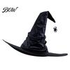 Festival Party Headwear Halloween Witch Wizard Hat, Adult Kids Cosplay Cone Hat with Spider Pointed Web Star Decor, Gothic Costume Prop, Trick