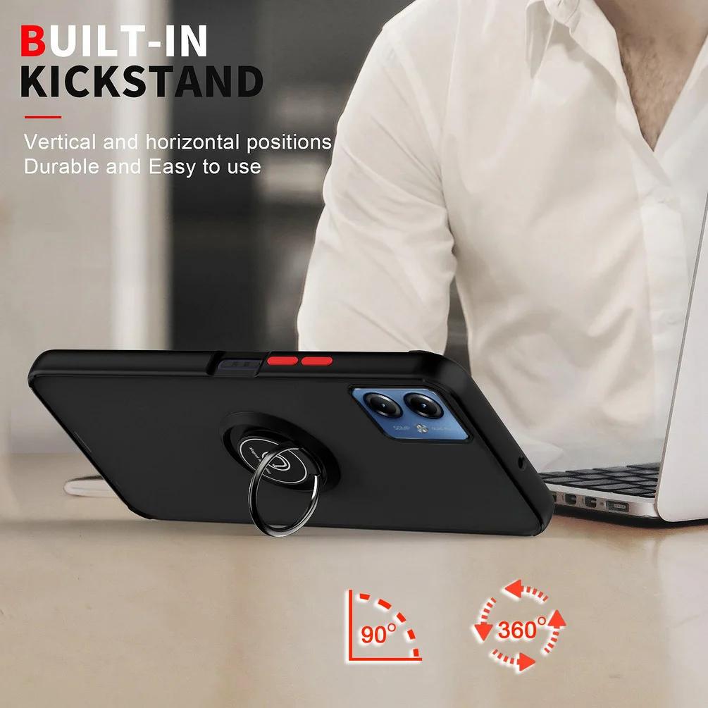 Матовый защитный чехол для Motorola Moto G14 G04 G04S G24 G54 G84 G53 G23 G13 G52 G42 E14 чехол-кольцо магнитный держатель подставка бизнес полная защита